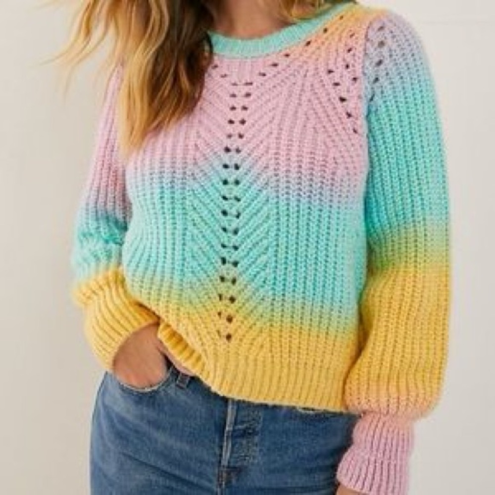 EUC Anthropologie Jovie Tie Dye Sweater  Sz XL Colorful Fun Festive